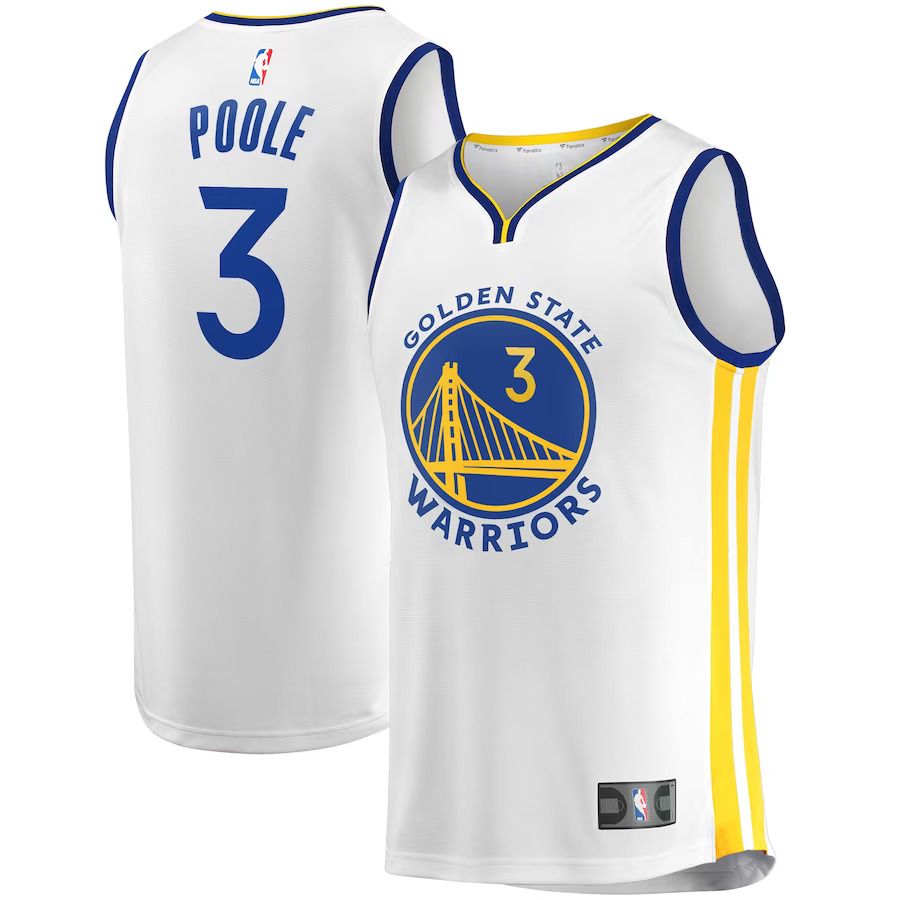 Men Golden State Warriors #3 Jordan Poole Fanatics Branded White 2022-23 Fast Break Replica Player NBA Jersey